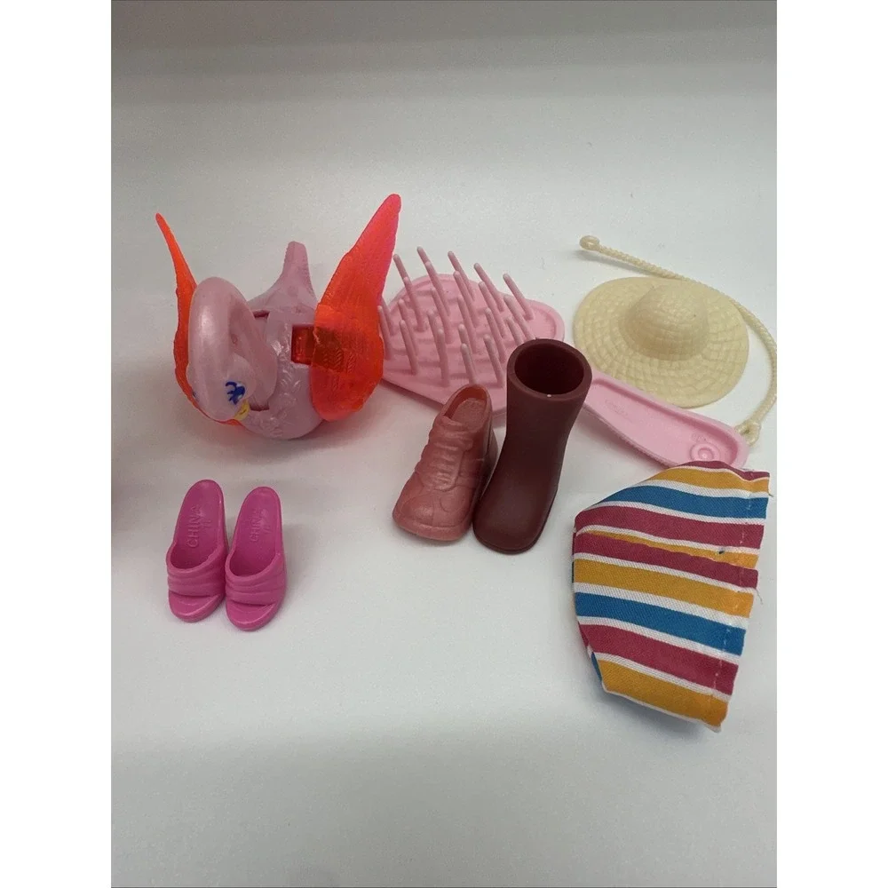 Barbie Doll in Spring Dress with Extra Dress Shoes Accessories Lot Mattel